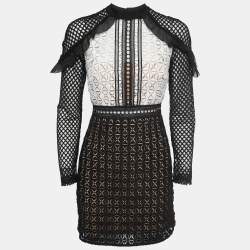 Self-Portrait Black/White Lace Mini Dress S