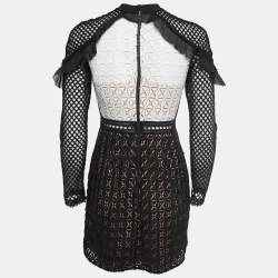 Pre Owned Self-Portrait Black/White Lace Mini Dress S