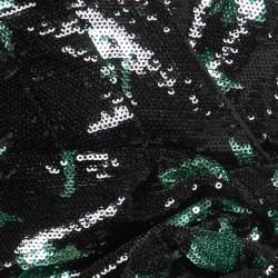 Self-Portrait Black/Green Leaf Dequined Asymmetrical Top M