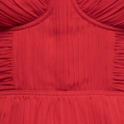 Pre Owned Self-Portrait Red Chiffon Pleated Mini Dress S