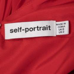 Pre Owned Self-Portrait Red Chiffon Pleated Mini Dress S