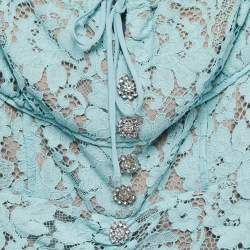 Pre Owned Self-Portrait Blue Floral Lace Sleeveless Midi Dress S