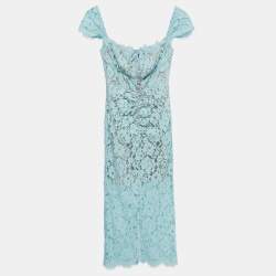 Pre Owned Self-Portrait Blue Floral Lace Sleeveless Midi Dress S
