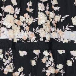 Pre Owned Self-Portrait Black Embellished Tulle Tiered Midi Dress M