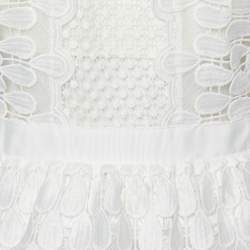 Pre Owned Self-Portrait White Sculptured Tear Drop Peplum Dress M