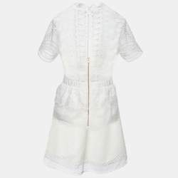 Pre Owned Self-Portrait White Sculptured Tear Drop Peplum Dress M