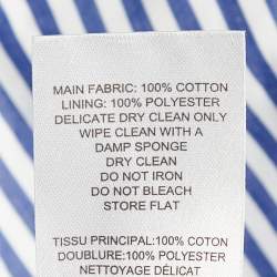 Pre Owned Self Portrait Blue and White Striped Ruffle Detail Off Shoulder Asymmetric Shirt L