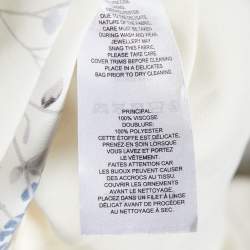 Pre Owned Self-Portrait Cream Floral Printed Silk Satin Midi Dress M