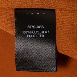 Pre Owned Self-Portrait Orange Pleated Crepe Lace Trimmed Midi Dress S