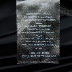 Pre Owned Self-Portrait Blue Lace & Black Pleated Crepe Applique Detail Moni Maxi Dress L