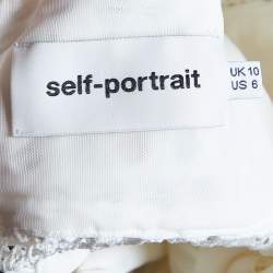 Self-Portrait White Guipure Lace Paneled Midi Dress M