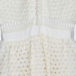 Self-Portrait White Guipure Lace Paneled Midi Dress M