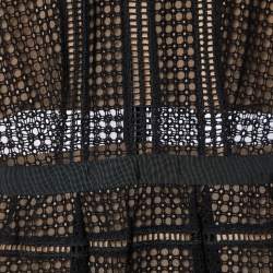 Pre Owned Self-Portrait Black Eyelet Lace Pleated Aurelia Dress M