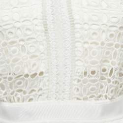 Pre Owned Self-Portrait Off White Guipure Lace Flared Midi Dress S