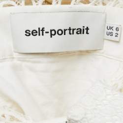 Pre Owned Self-Portrait Off White Guipure Lace Flared Midi Dress S