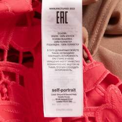 Pre Owned Self-Portrait Pink Floral Guipure Lace Midi Dress L