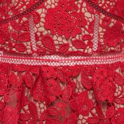 Self-Portrait Red Floral Lace Mini Dress L