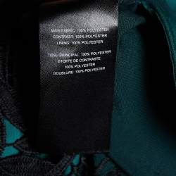 Self-Portrait Dark Green Satin & Lace Shift Dress M