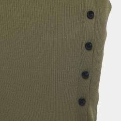 مملوكة مسبقًا Self-Portrait Green Ribbed Knit Cutout Midi Dress M