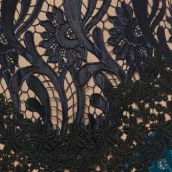 Pre Owned Self-Portrait Multicolor Lace High Neck Midi Dress M