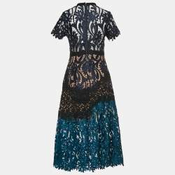 Pre Owned Self-Portrait Multicolor Lace High Neck Midi Dress M