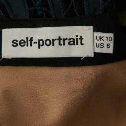 Pre Owned Self-Portrait Multicolor Lace High Neck Midi Dress M