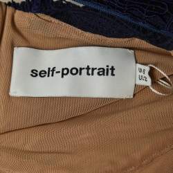 Pre Owned Self-Portrait Blue Tear Drop Guipure Lace Maxi Dress S