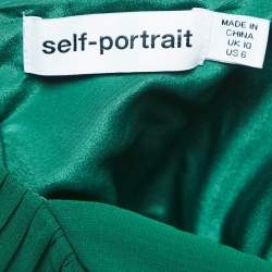 Pre Owned Self-Portrait Green Pleated Chiffon Midi Dress M