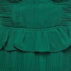 Pre Owned Self-Portrait Green Pleated Chiffon Midi Dress M