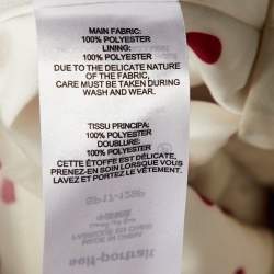 Pre Owned Self-Portrait White Polka Dot Printed Satin Draped Off Shoulder Top S