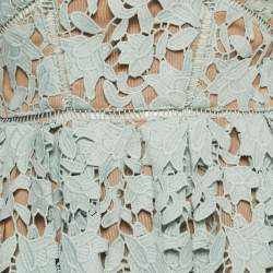 Pre Owned Self-Portrait Blue Cut-out Lace Strappy Midi Dress S