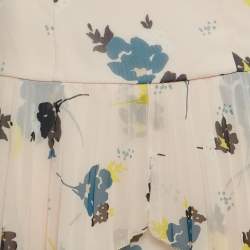 Pre Owned Self-Portrait Beige Floral Printed Chiffon Asymmetrical Skirt S