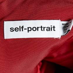 Pre Owned Self-Portrait Red Textured Off-Shoulder Midi Dress S