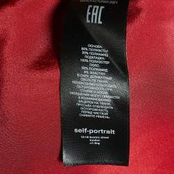 Pre Owned Self-Portrait Red Textured Off-Shoulder Midi Dress S