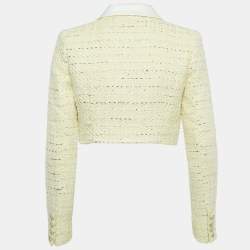 Self-Portrait Yellow Boucle Tweed Buttoned Crop Blazer S