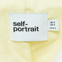 Self-Portrait Yellow Boucle Tweed Buttoned Crop Blazer S