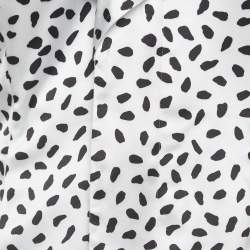 Pre Owned Self-Portrait White Dotted Satin One Shoulder Mini Dress M