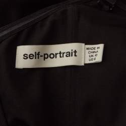 Self-Portrait Black Crepe and Mesh Sequin Stripe Detail Jumpsuit M