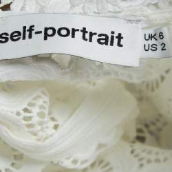 Pre Owned Self-Portrait White Guipure Lace Long Sleeve Blouse S
