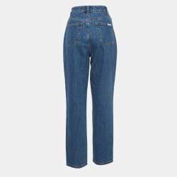 Pre Owned Self-Portrait Blue Denim Embellished Button High-Rise Jeans M Waist 30''