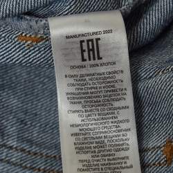 Pre Owned Self-Portrait Blue Denim Embellished Button High-Rise Jeans M Waist 30''