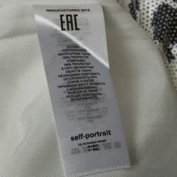 Pre Owned Self-Portrait White Floral Sequin Wrap Mini Dress S