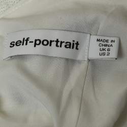 Pre Owned Self-Portrait White Floral Sequin Wrap Mini Dress S