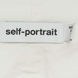 Self-Portrait White Embroidered Cotton Belted Shorts S