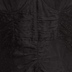 Self-Portrait Black Jacquard Satin Off-Shoulder Corset Maxi Dress S