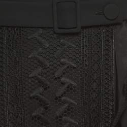 Pre Owned Self-Portrait Black Geometric Pattern Lace Pleated Midi Dress S