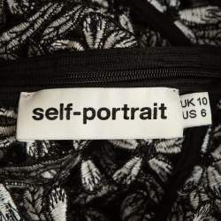 Pre Owned Self Portrait Black/White Floral Cut-out Lace Top M