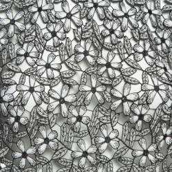 Pre Owned Self Portrait Black/White Floral Cut-out Lace Top M