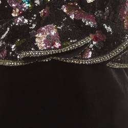 Pre Owned Self-Portrait Black Sequin-Embellished Velvet Mini Dress M