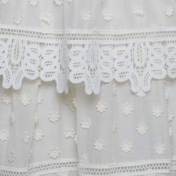 Pre Owned Self-Portrait White Ivy Lace Trim Cotton Shoulder Strap Tiered Maxi Dress M